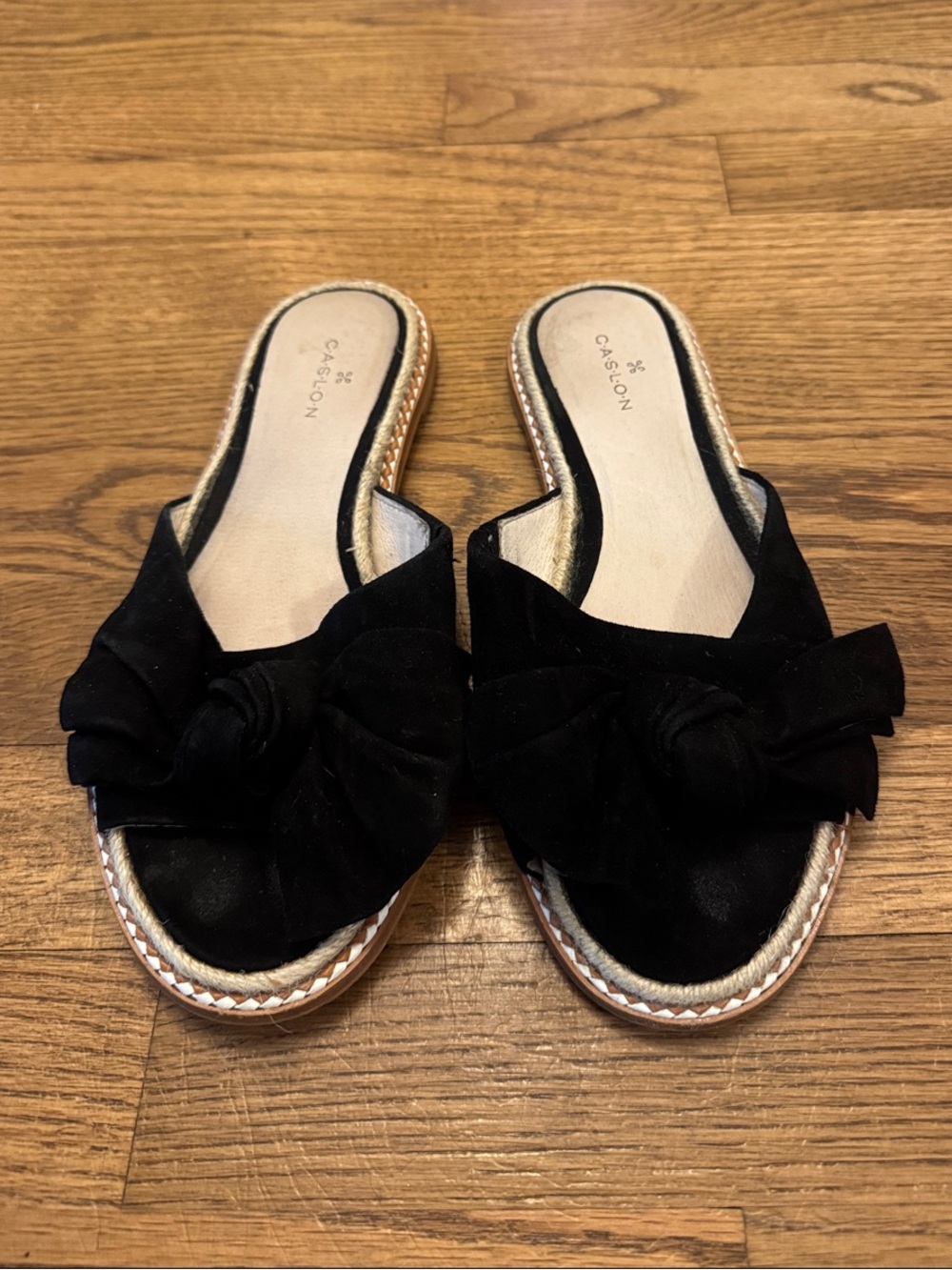 Caslon Suede Black Bow Slide Sandals